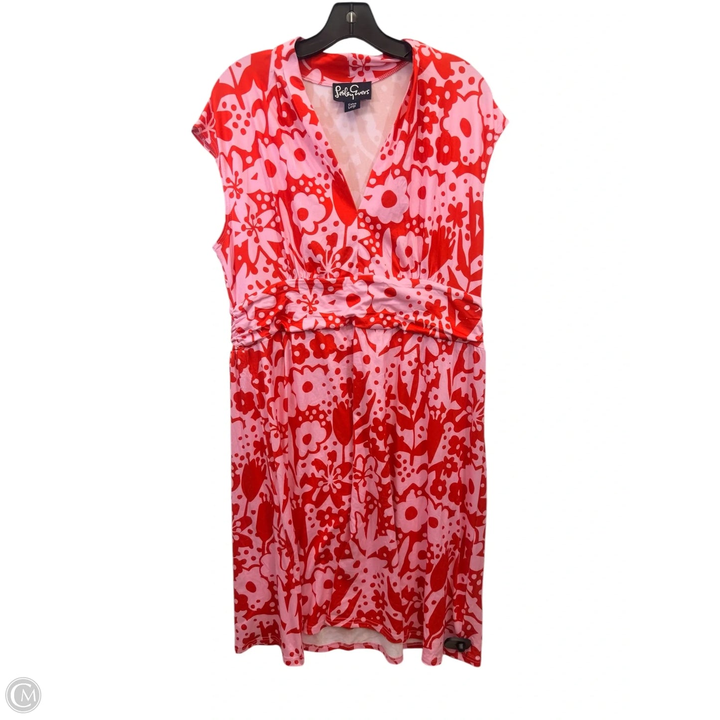 Dress Casual Midi By Leslie Evers In Pink & Red, Size: Xl