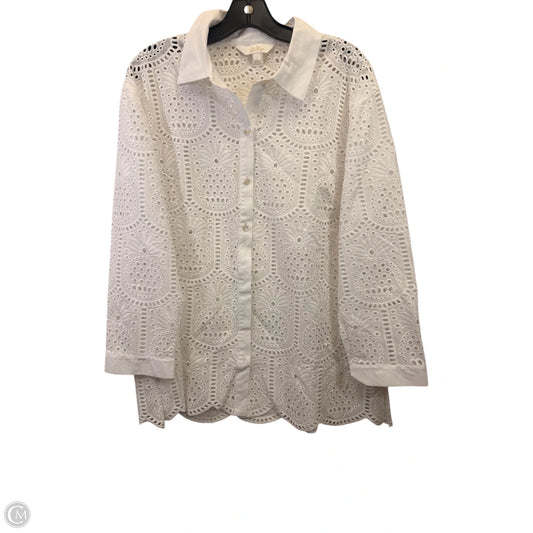 Top Long Sleeve Designer By Lilly Pulitzer In White, Size: L