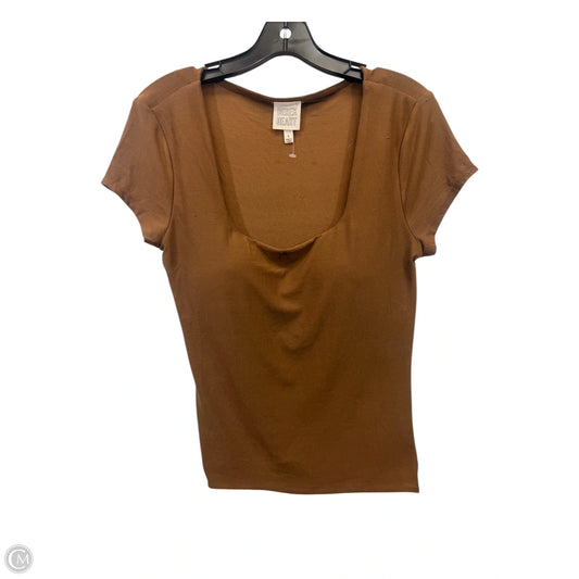 Top Short Sleeve By Derek Heart In Brown, Size: L