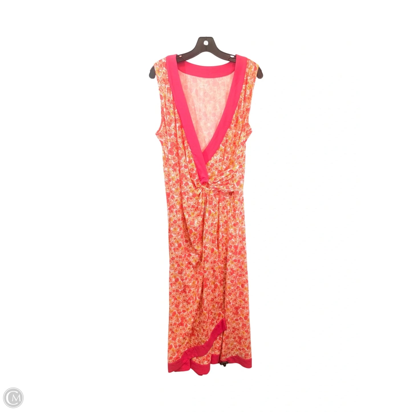 Dress Casual Maxi By Lands End In Orange & Pink, Size: L