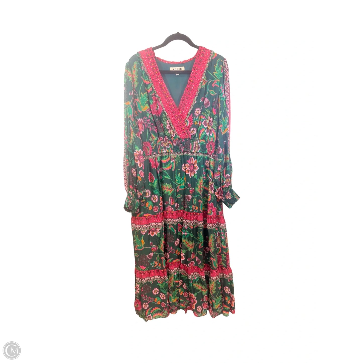 Dress Casual Maxi By Boden In Green & Red, Size: 14