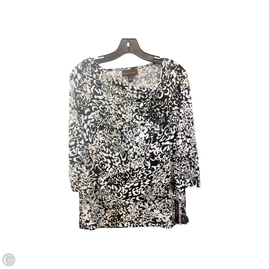 Top 3/4 Sleeve By Dana Buchman In Black & Tan, Size: M
