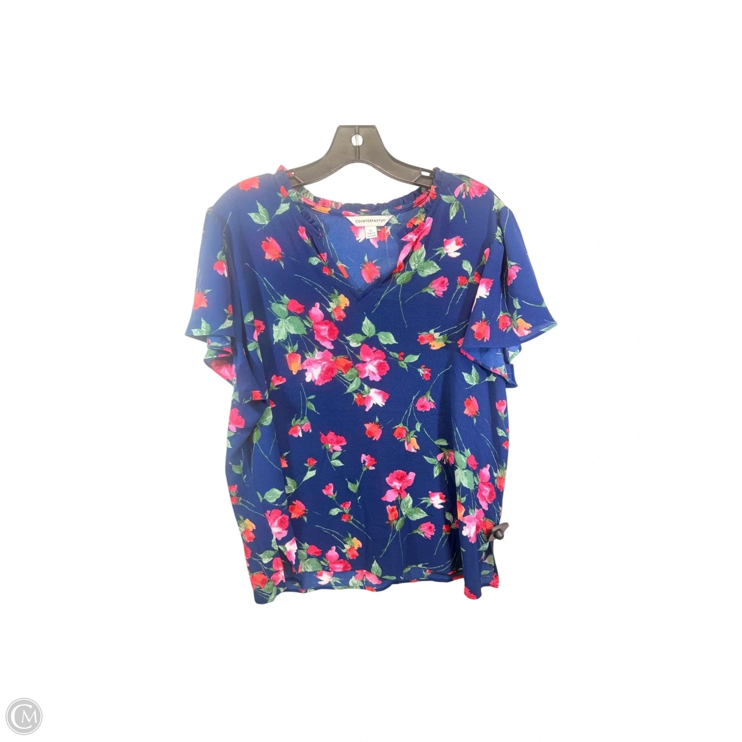 Top Short Sleeve By Counterparts In Floral Print, Size: Xl