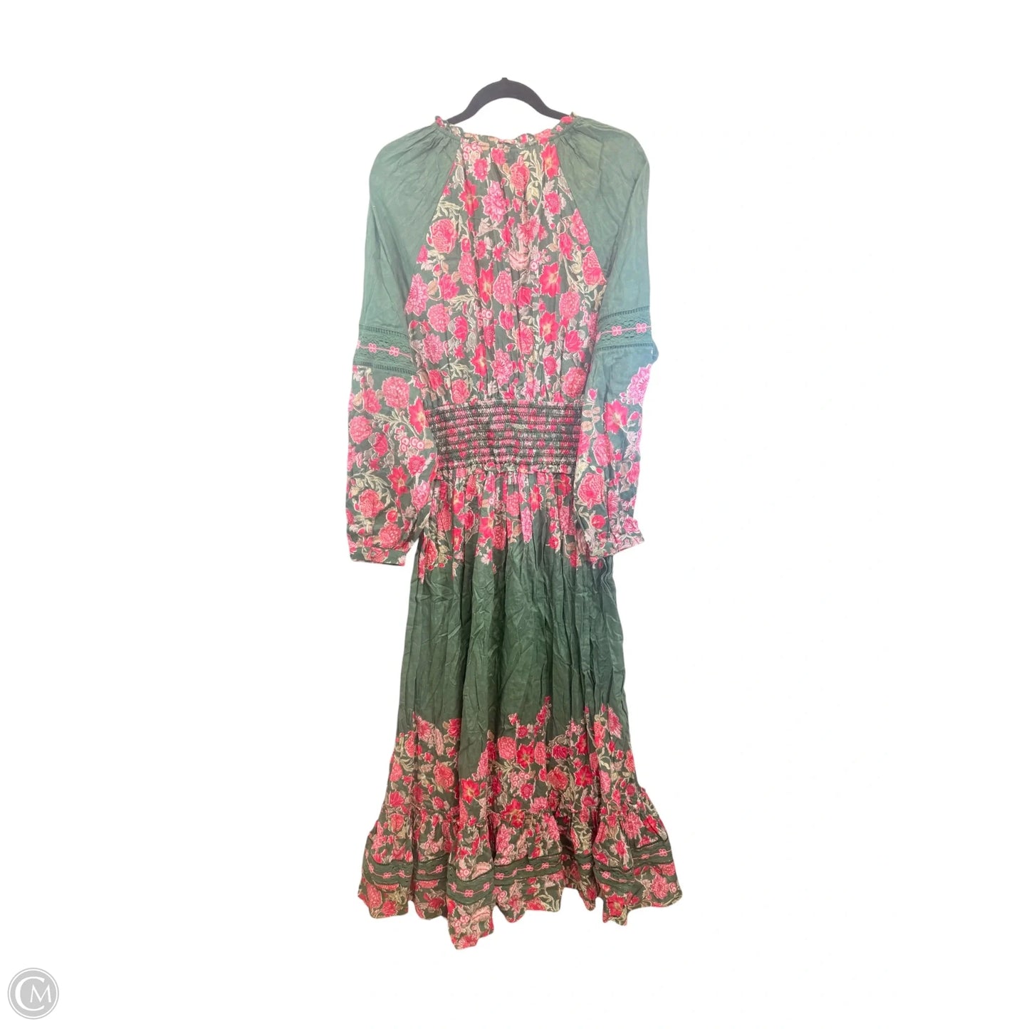 Dress Casual Maxi By Hemant & Nandita In Green & Pink, Size: Xl