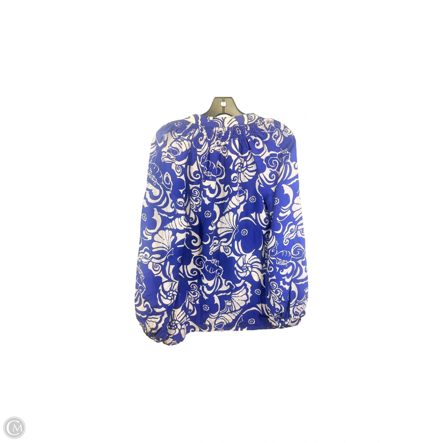 Top Long Sleeve Designer By Lilly Pulitzer In Blue & White, Size: S