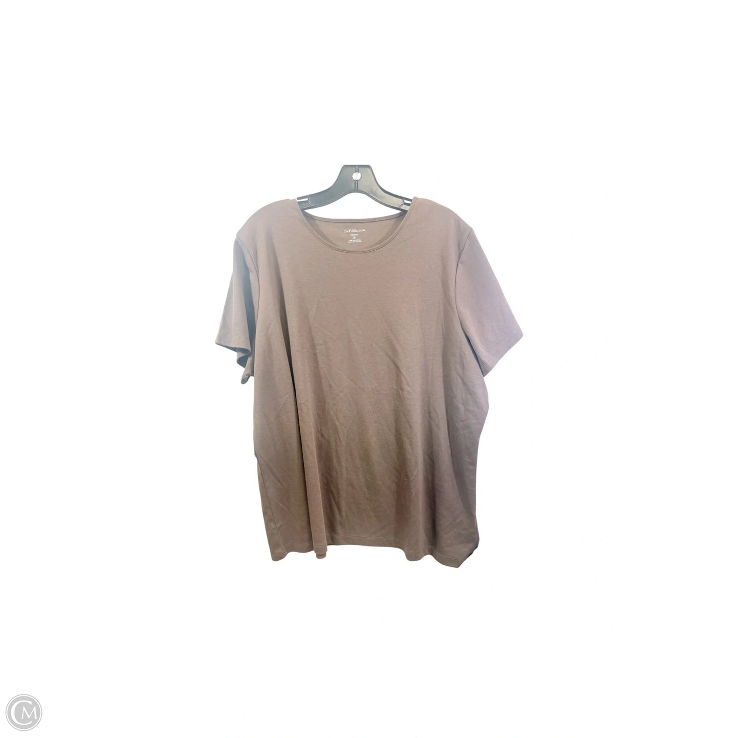 Top Short Sleeve Basic By Croft And Barrow In Brown, Size: 2x