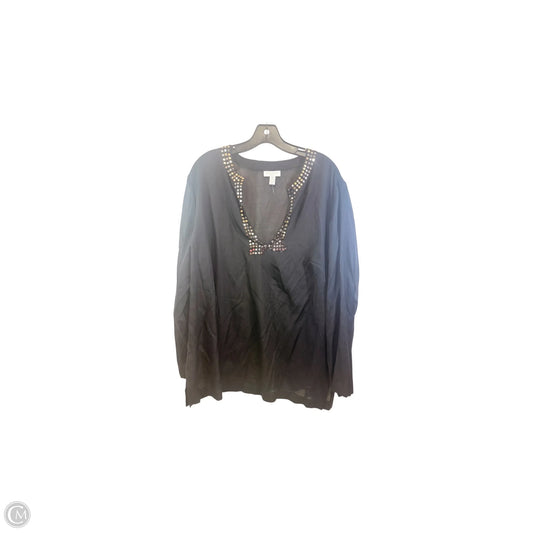 Top Long Sleeve By Charter Club In Black, Size: 2x