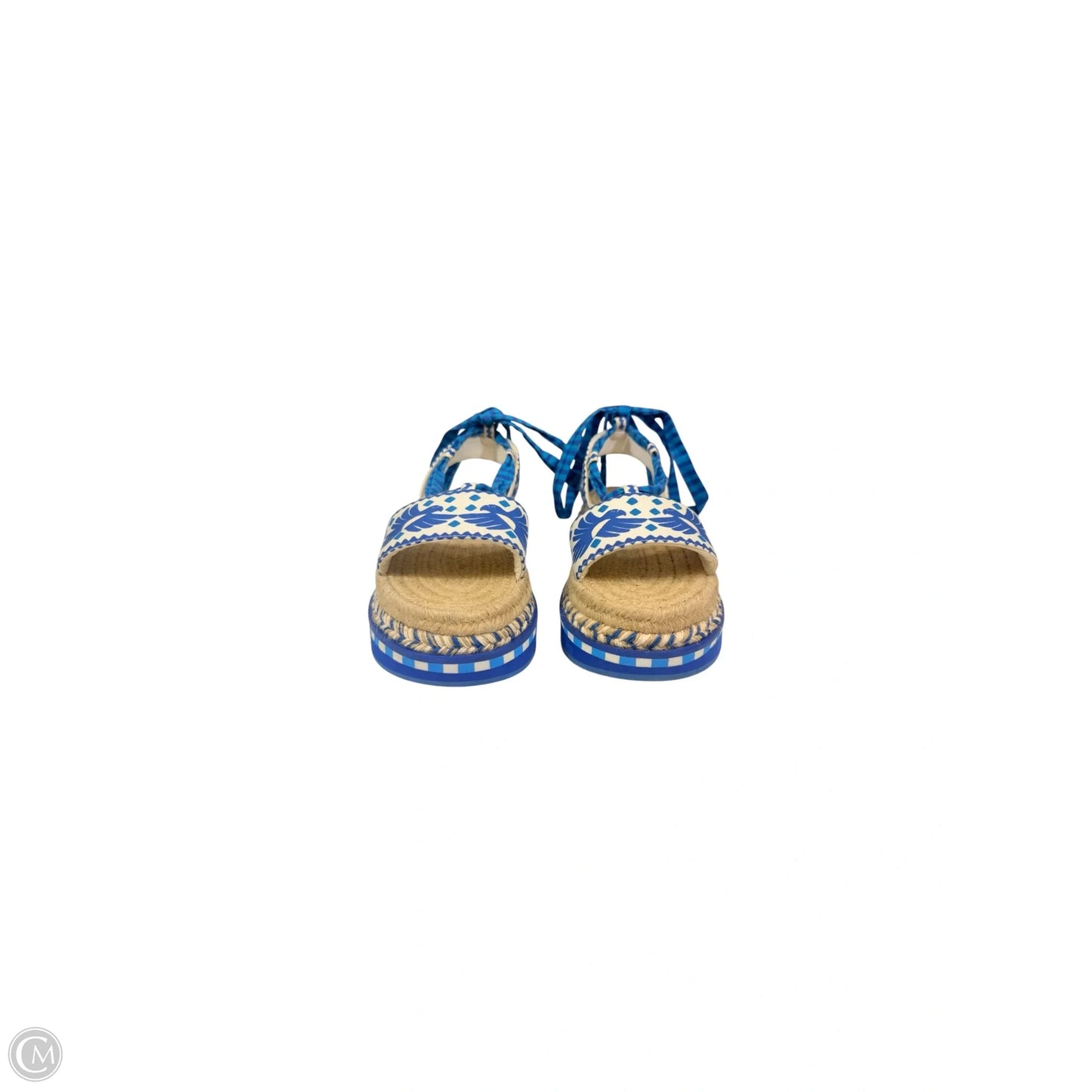 Sandals Heels Platform By Farm Rio In Blue & White, Size: 10