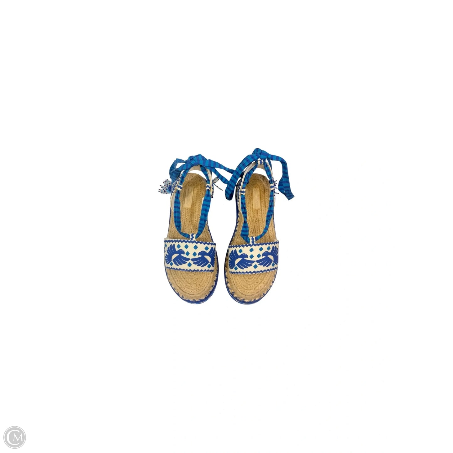 Sandals Heels Platform By Farm Rio In Blue & White, Size: 10