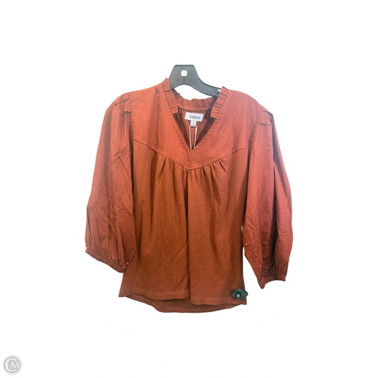 Top Short Sleeve By Vinton In Brown, Size: L
