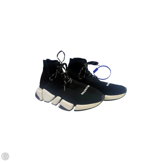 Shoes Luxury Designer By Balenciaga In Black & White, Size: 8