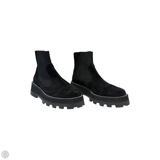 Boots Luxury Designer By Jimmy Choo In Black & Silver, Size: 8.5