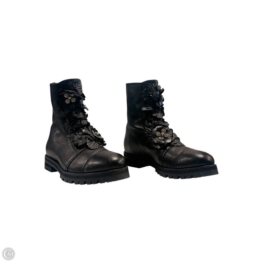 Boots Luxury Designer By Jimmy Choo In Black & Silver, Size: 8.5
