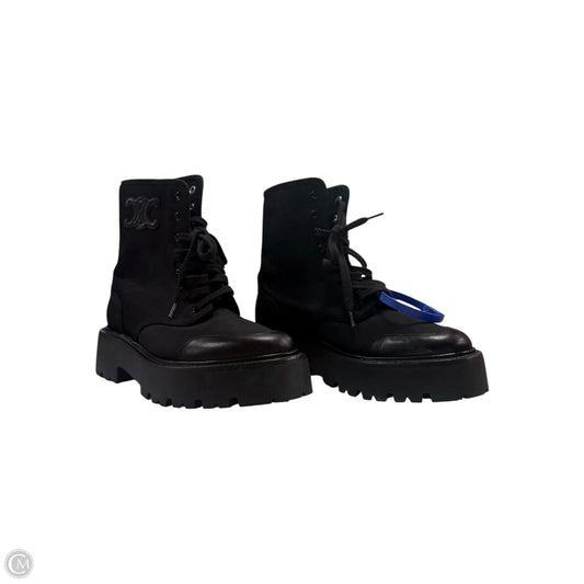 Boots Luxury Designer By Celine In Black, Size: 10