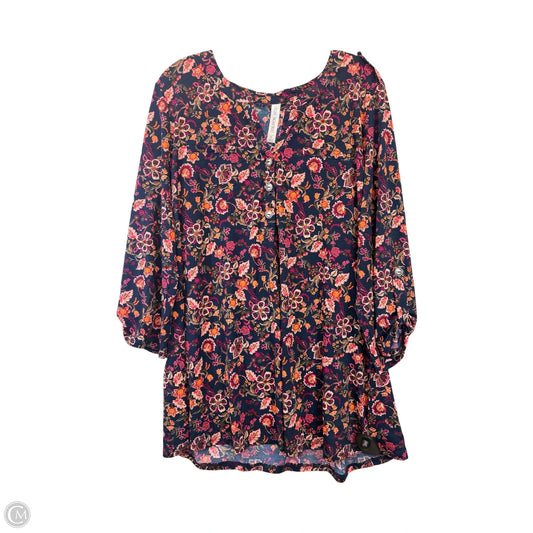 Top Short Sleeve By Dear Scarlett In Floral Print, Size: Xl