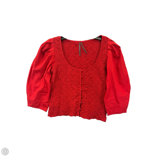 Top Long Sleeve By Anthropologie In Red, Size: M