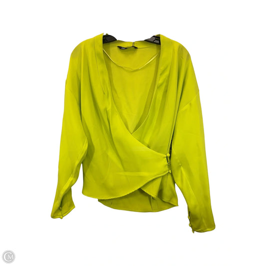 Top Long Sleeve By Zara In Green, Size: M
