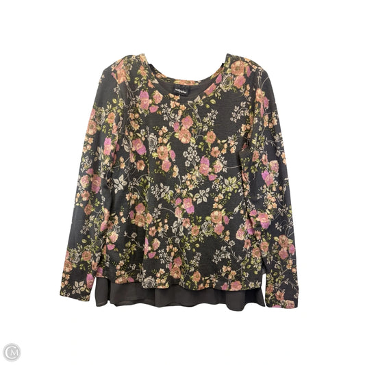 Top Long Sleeve By Wallpapher In Floral Print, Size: S
