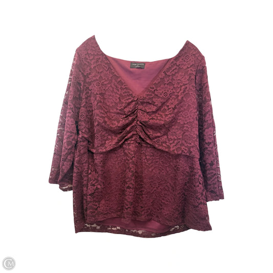 Top Short Sleeve By Lane Bryant In Maroon, Size: 2x