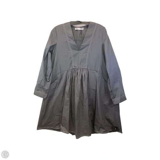 Dress Casual Midi By Zara In Grey & White, Size: S