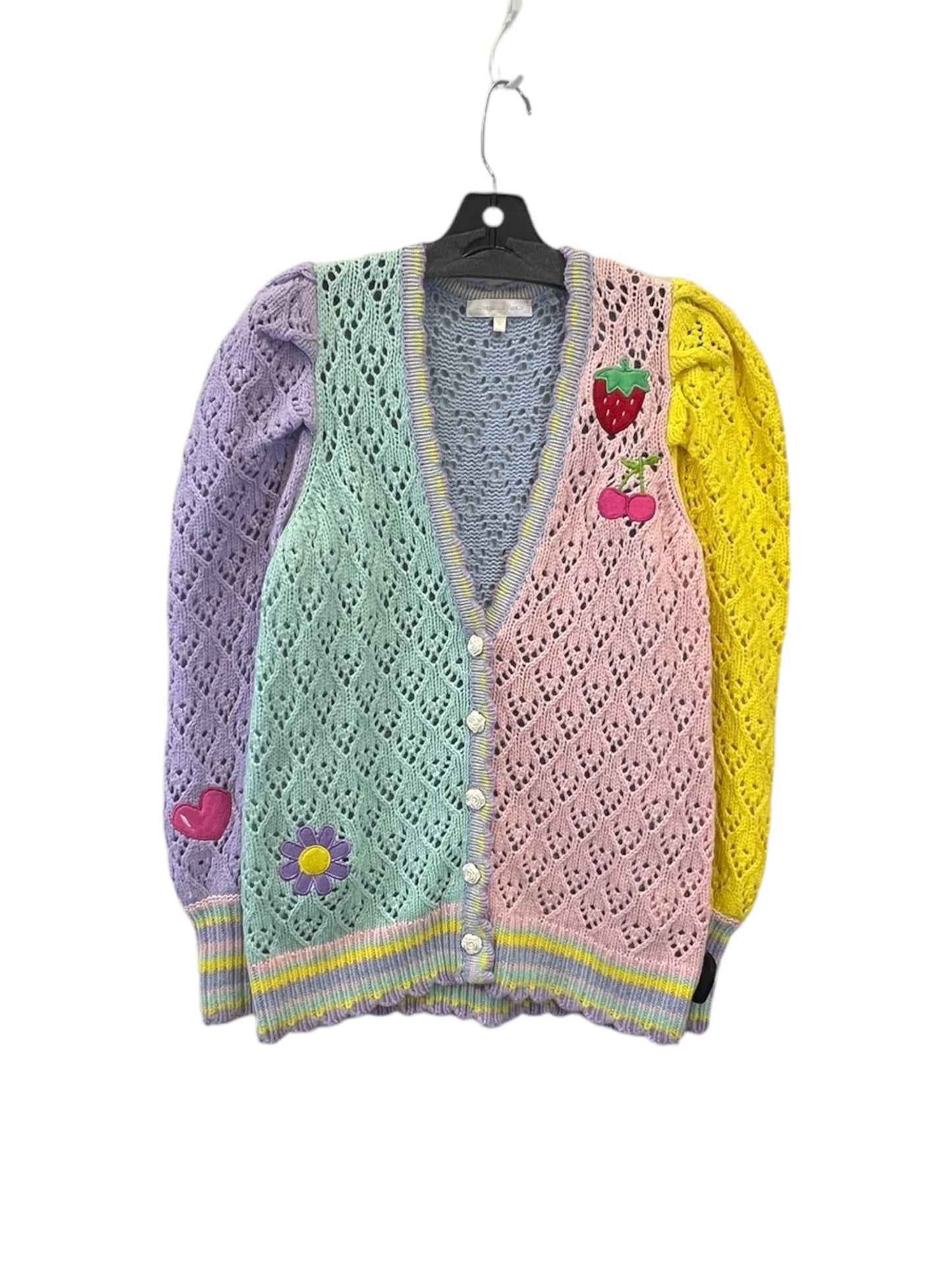 Sweater Cardigan Luxury Designer By LoveShackFancy In Multi-colored, Size: S