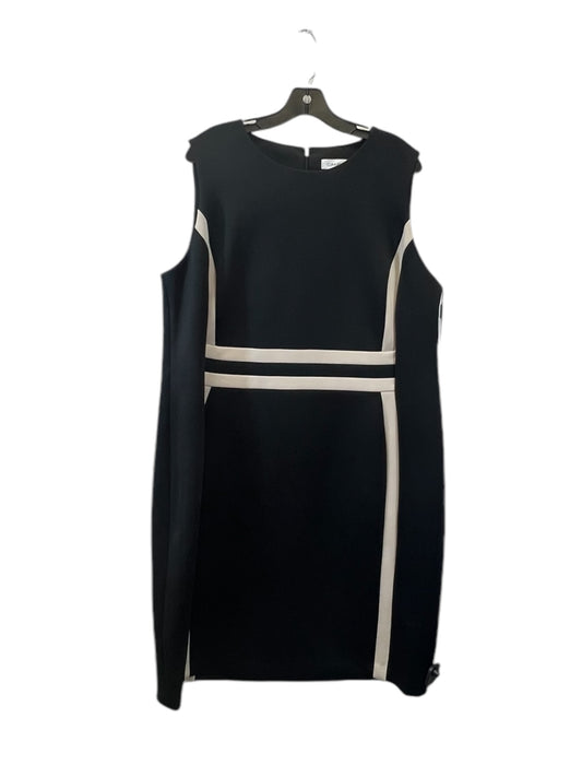 Dress Casual Midi By Calvin Klein In Black & Tan, Size: 2x