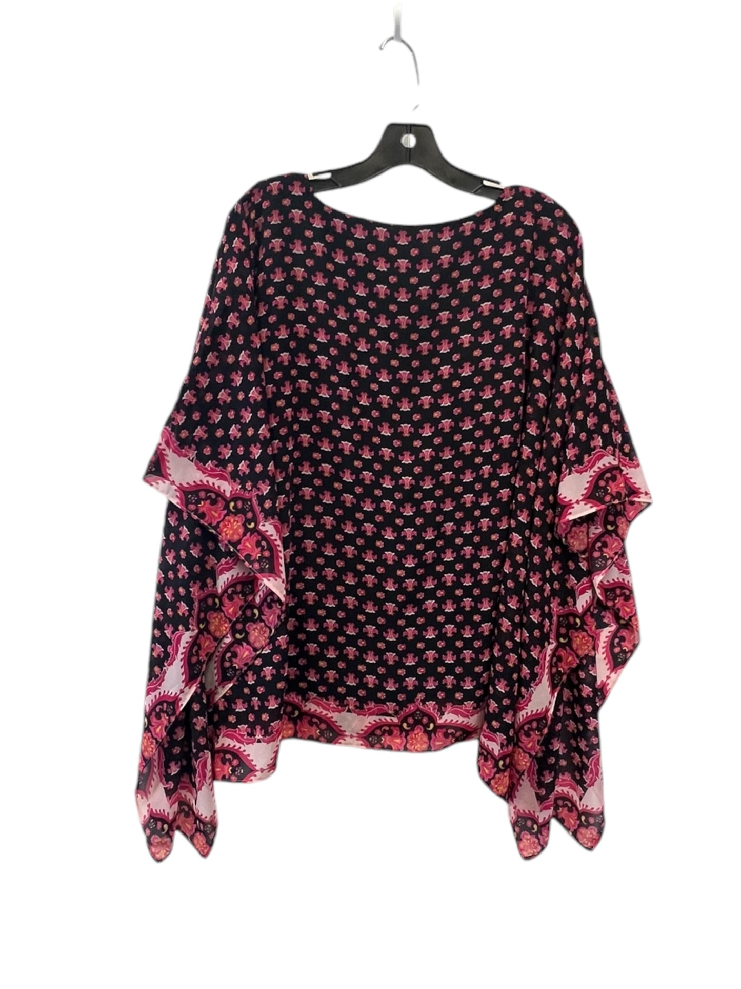 Top Short Sleeve By Jm Collections In Black & Pink, Size: L