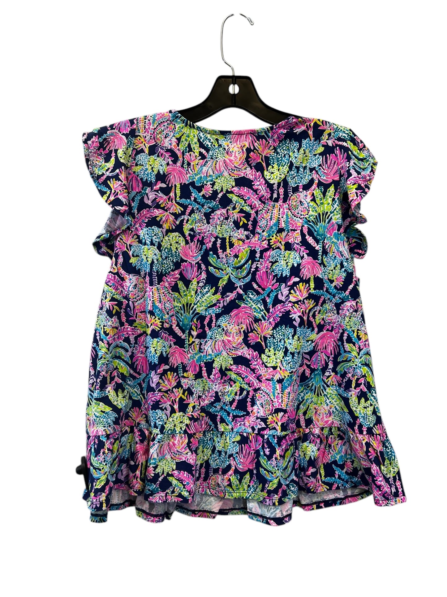 Top Short Sleeve By Lilly Pulitzer In Blue & Pink, Size: L