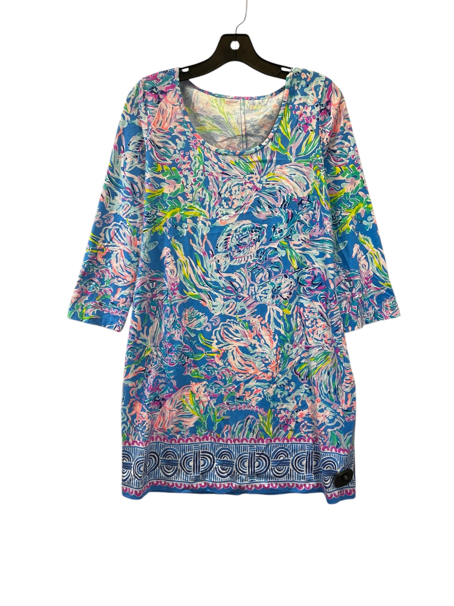 Dress Casual Midi By Lilly Pulitzer In Blue & White, Size: L