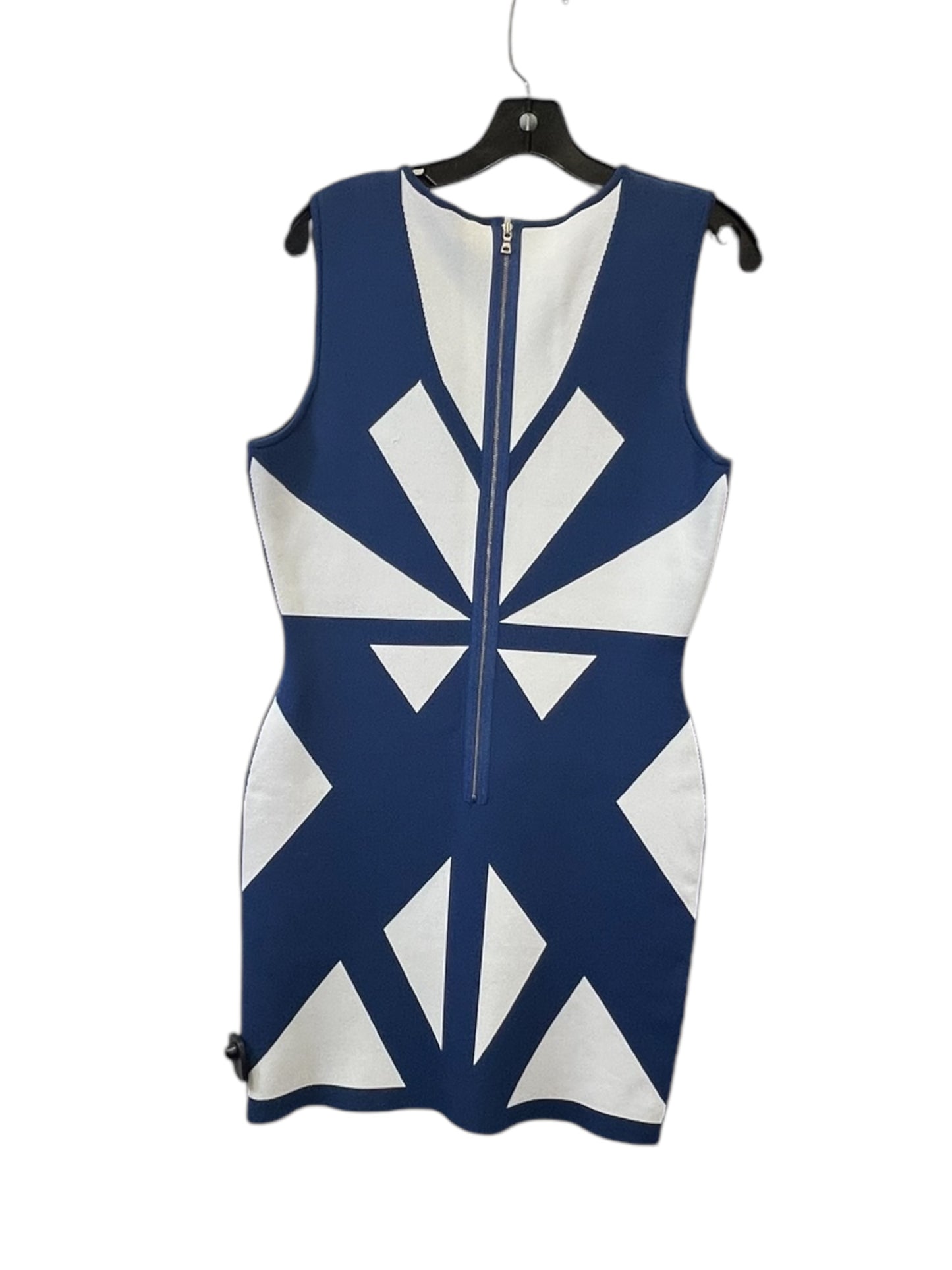 Dress Designer By Bcbgmaxazria In Blue & White, Size: L