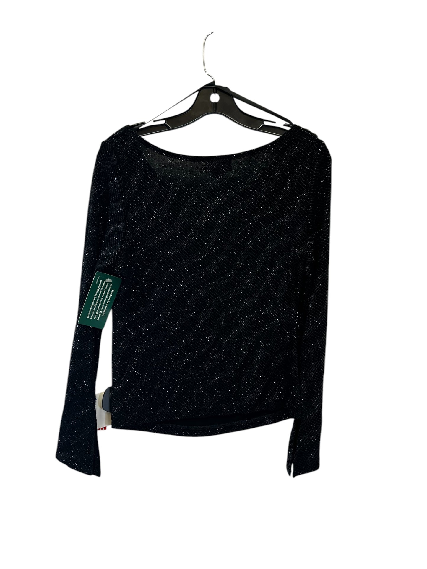 Top Long Sleeve By Xscape In Black & Silver, Size: L