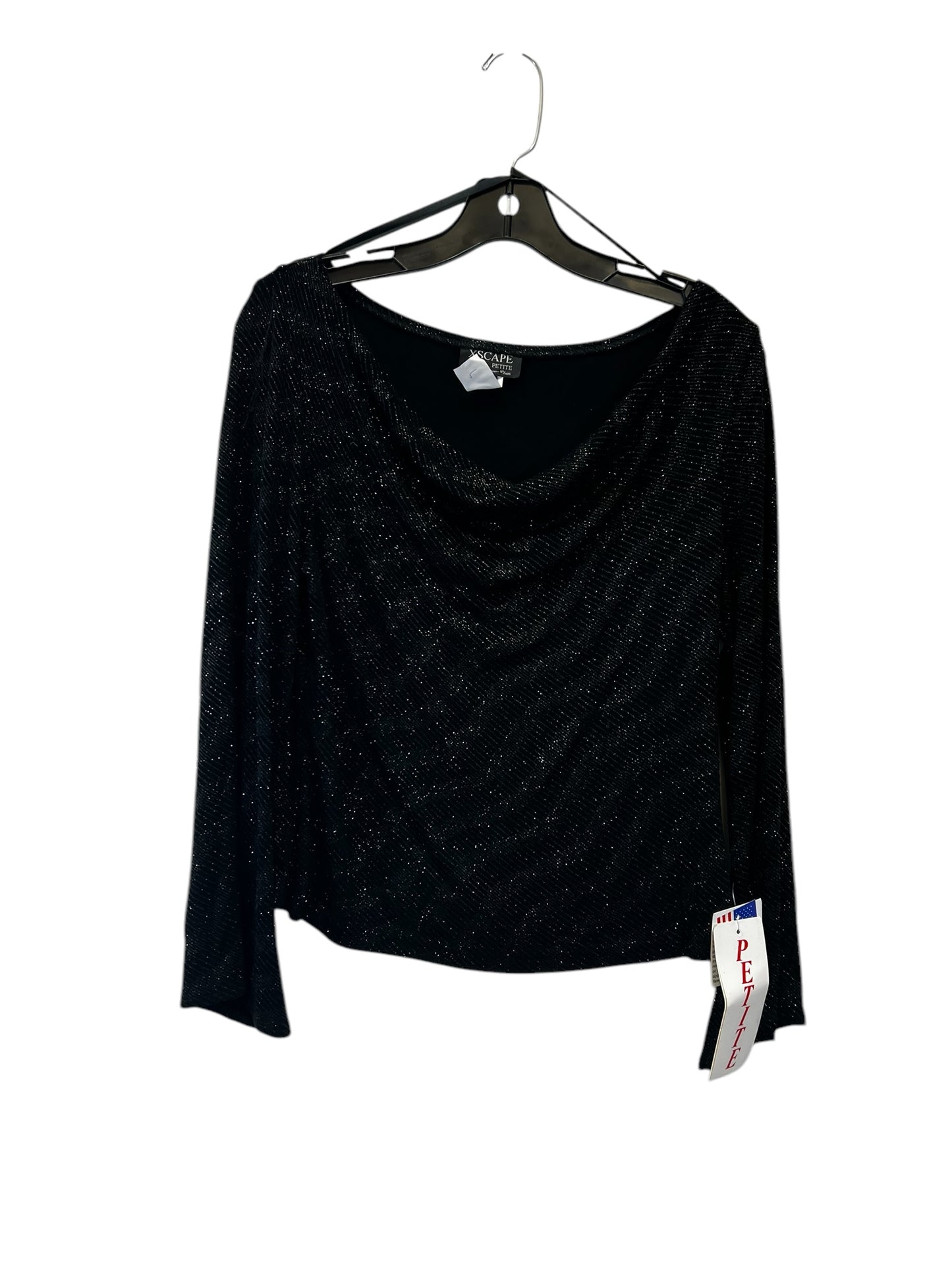 Top Long Sleeve By Xscape In Black & Silver, Size: L