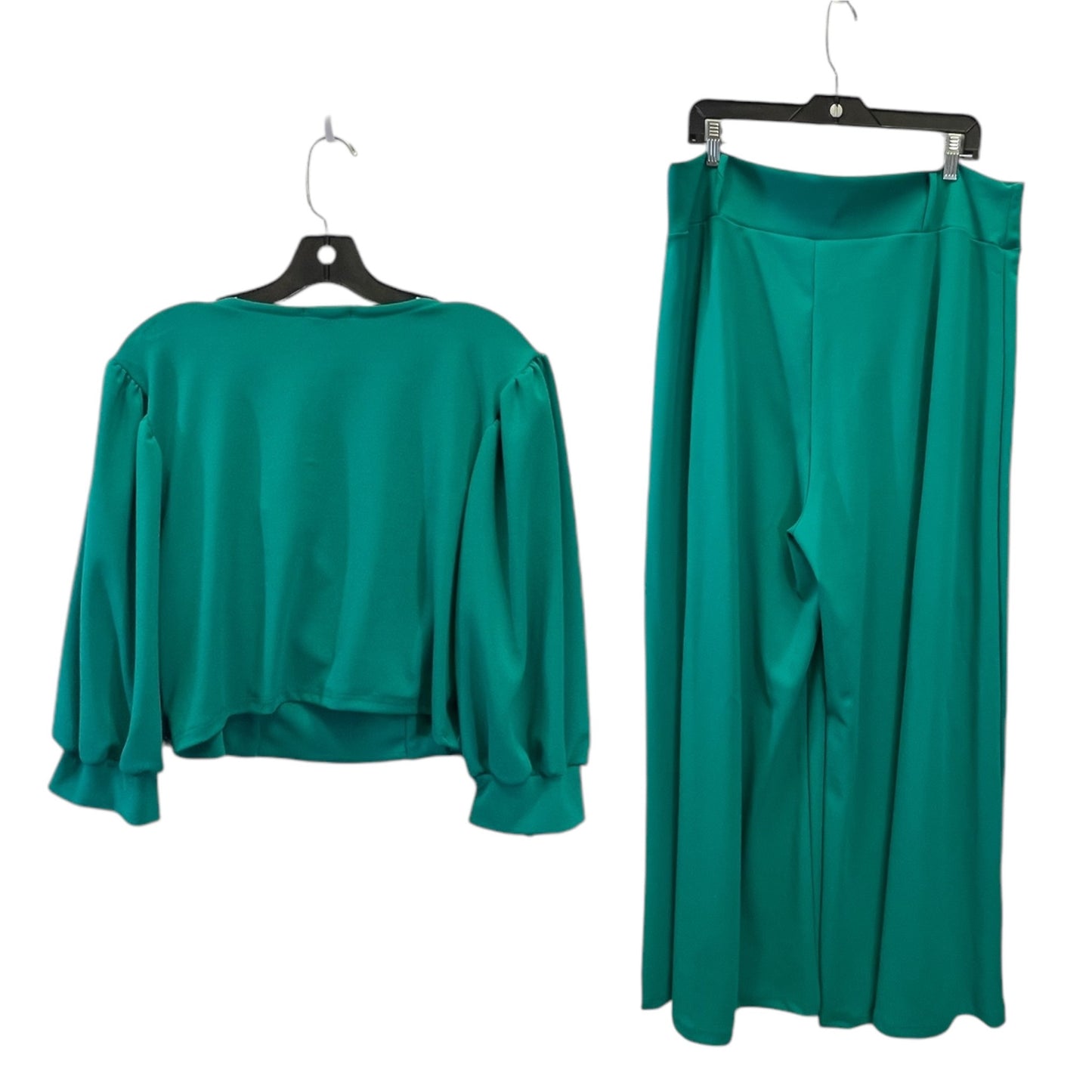 Pants Suit 2pc By Curvy Sense In Green, Size: 3x