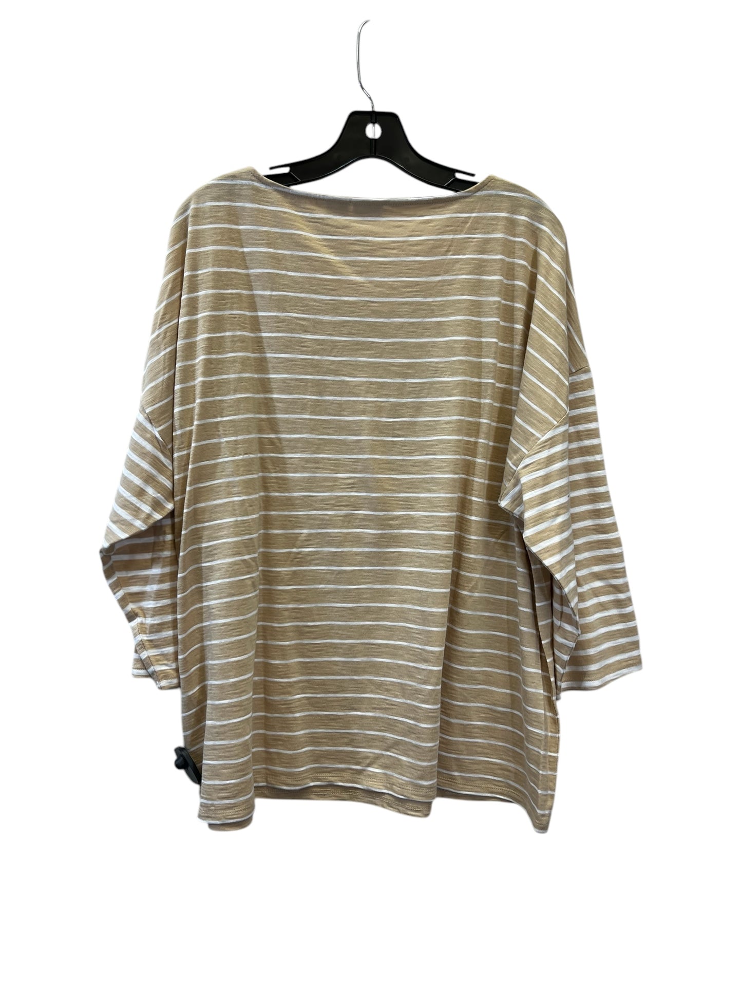 Top 3/4 Sleeve Basic By Chicos In Tan & White, Size: Xxl