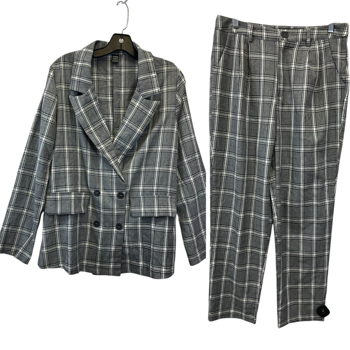 Pants Set 2pc By Shein In Plaid Pattern, Size: L