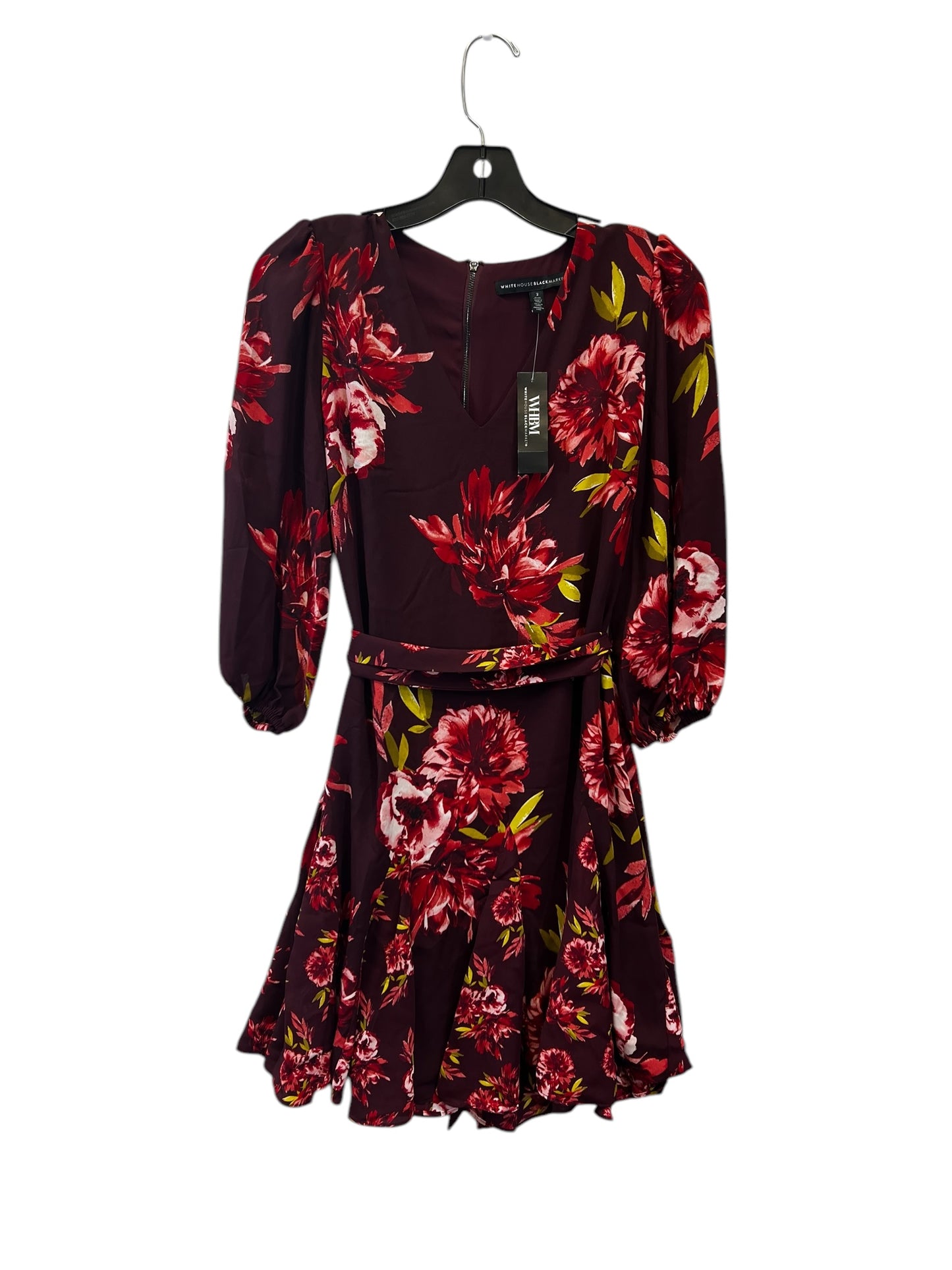 Dress Casual Midi By White House Black Market In Floral Print, Size: Xsp