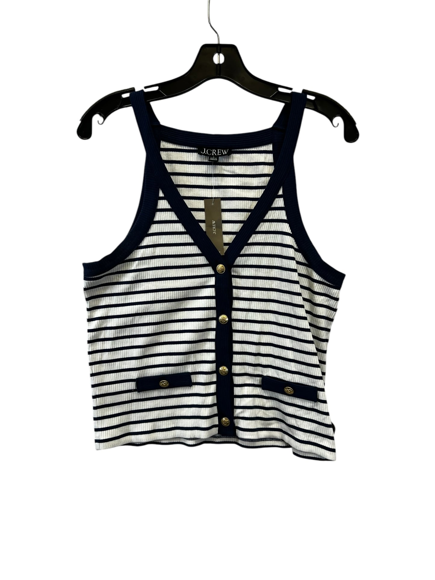 Top Sleeveless By J. Crew In Blue & White, Size: L