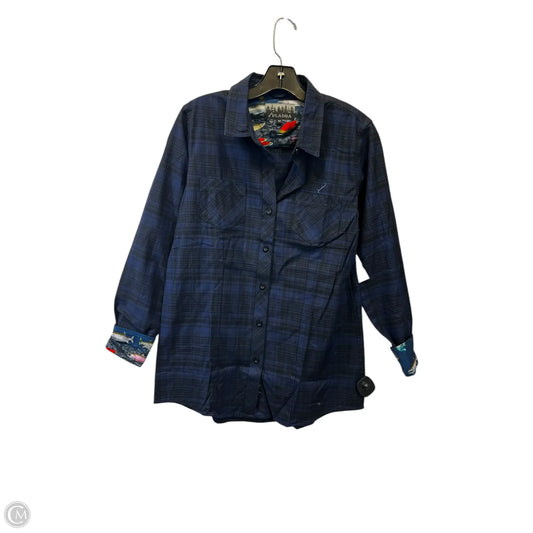Top Long Sleeve By Plandra In Black & Blue, Size: M