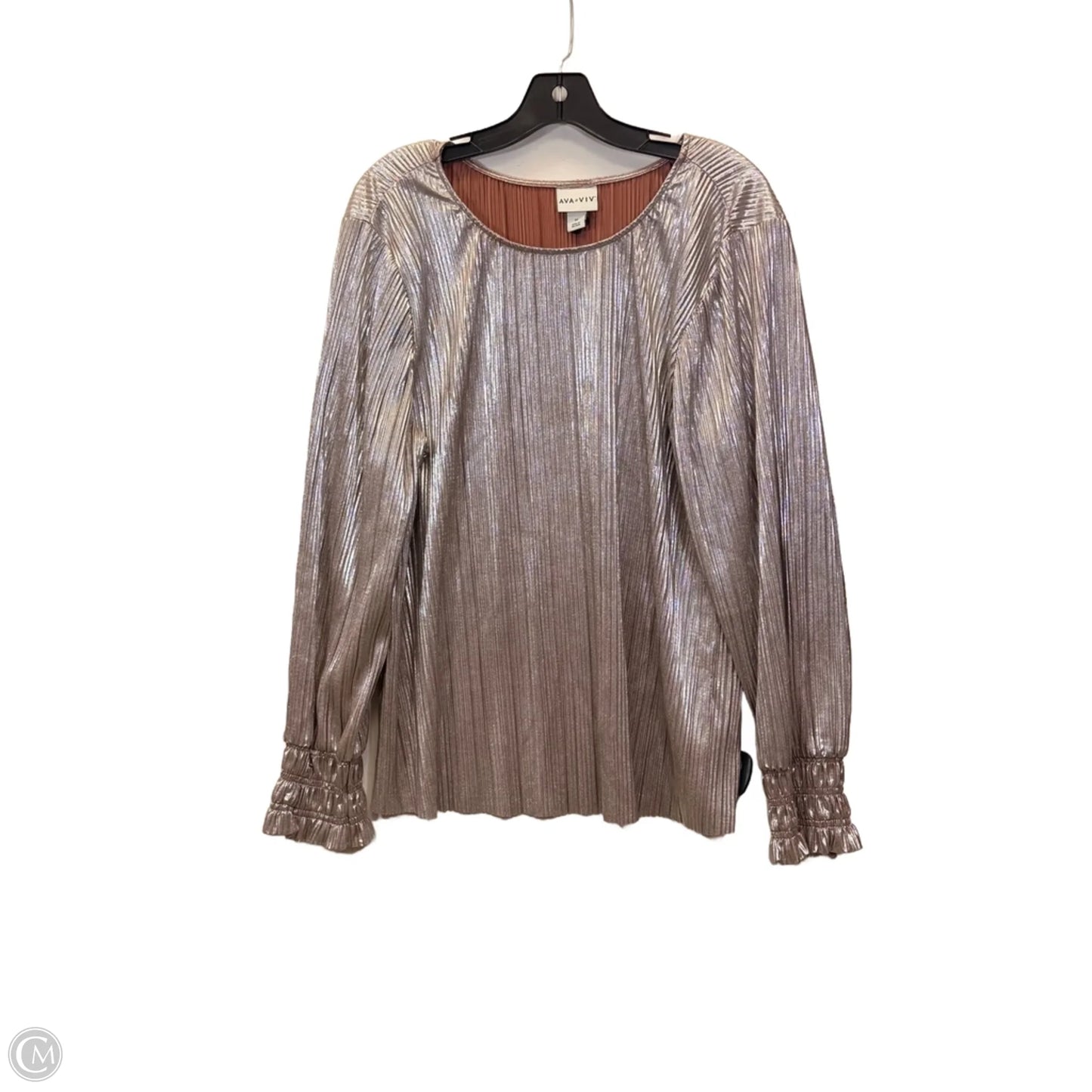 Top Long Sleeve By Ava & Viv In Pink & Silver, Size: 1x