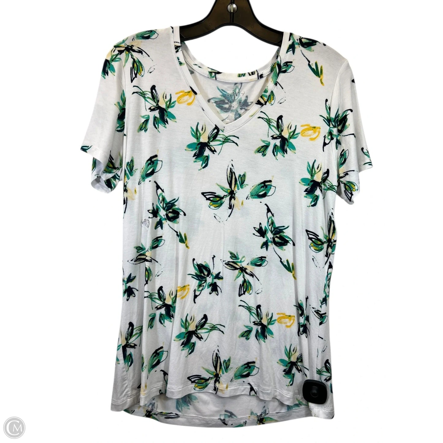 Top Short Sleeve Basic By Apt 9 In Green & White, Size: M
