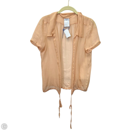Top Short Sleeve Luxury Designer By Chanel In Peach, Size: M