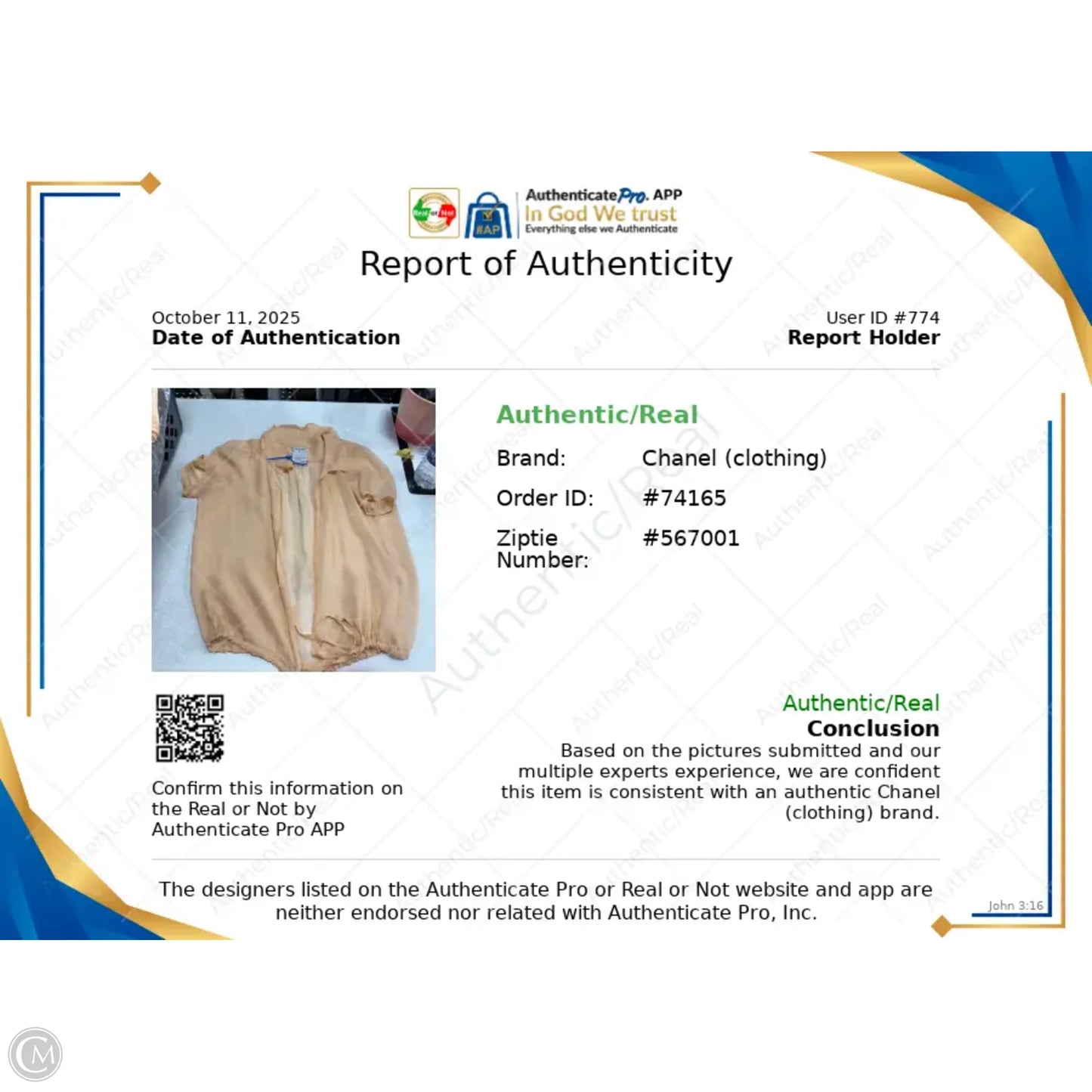 Top Short Sleeve Luxury Designer By Chanel In Peach, Size: M