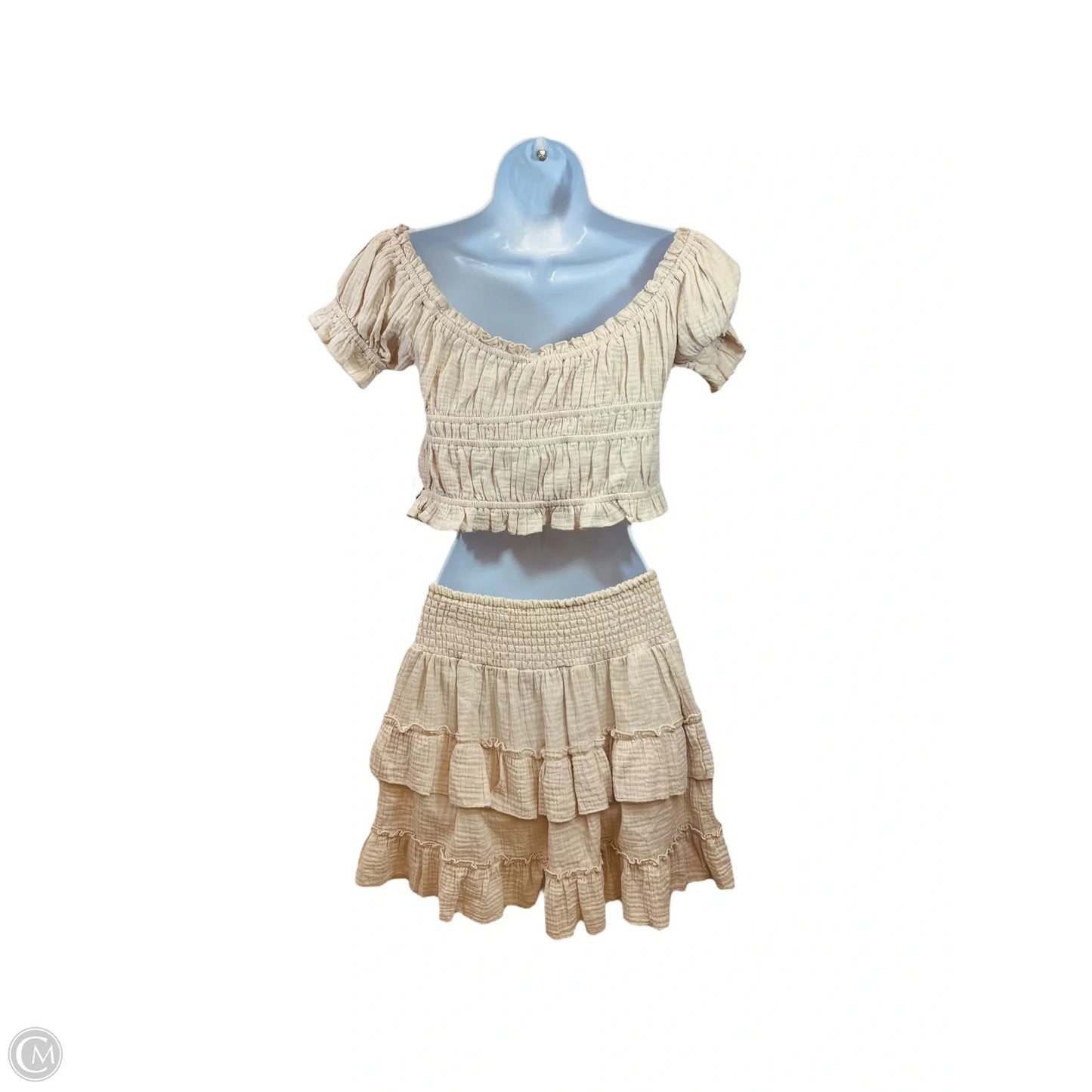 Skirt Set 2pc By Ocean Drive In Tan, Size: L