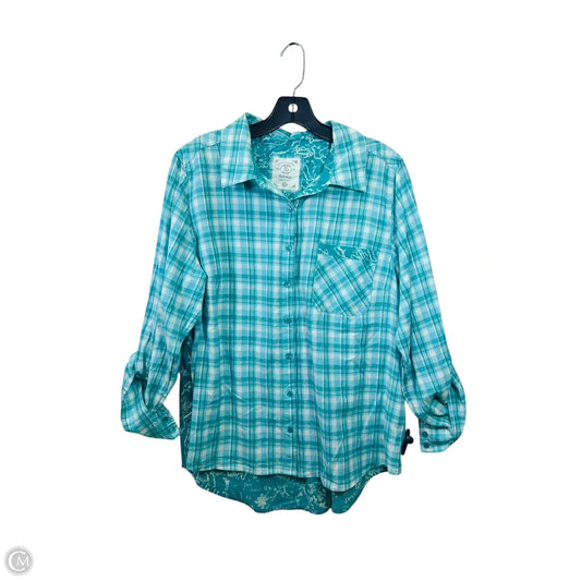 Top Long Sleeve By Style And Company In Green & White, Size: Xlp