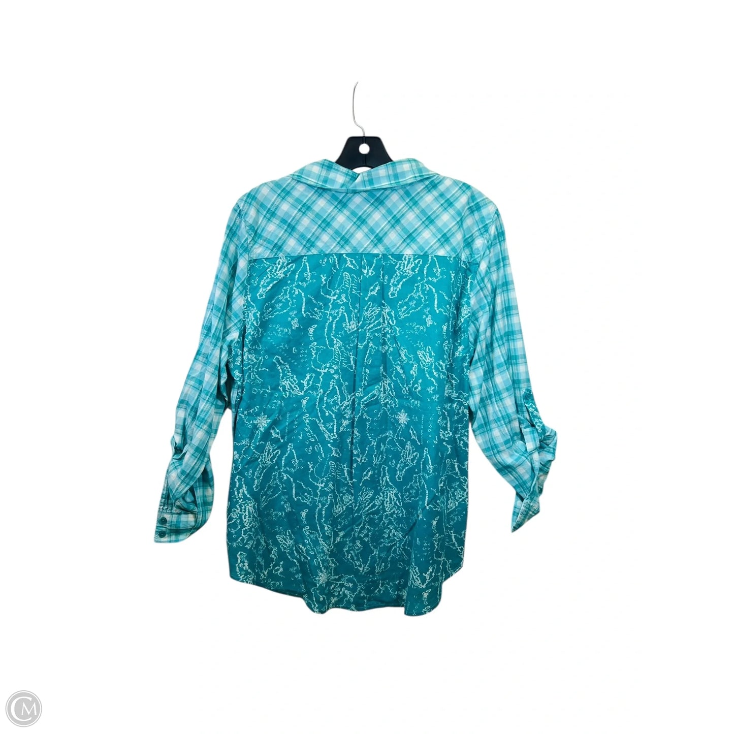 Top Long Sleeve By Style And Company In Green & White, Size: Xlp