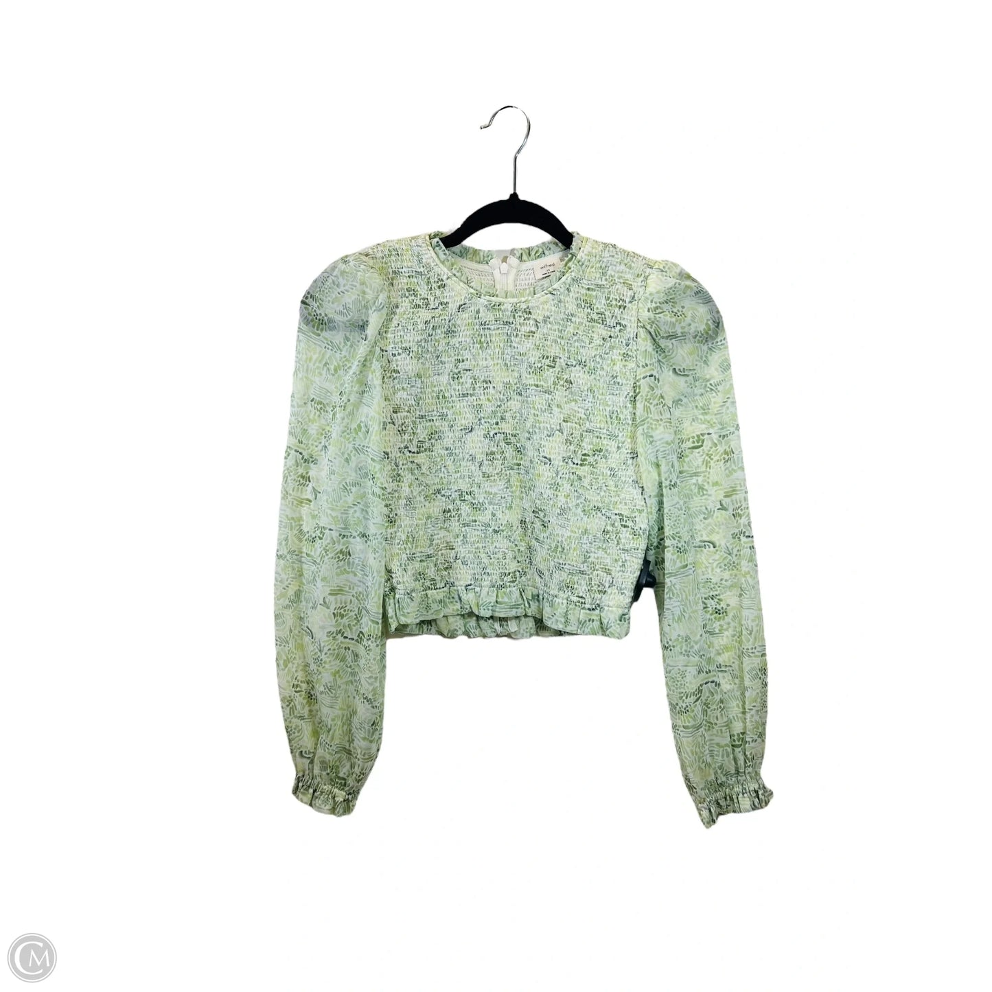 Top Long Sleeve Designer By Wilfred In Green & Tan, Size: Xs
