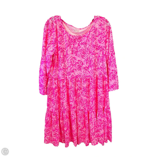 Dress Casual Midi By Lilly Pulitzer In Pink & White, Size: L