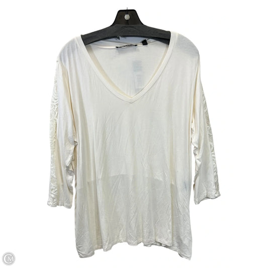 Top Short Sleeve By Cyrus Knits In Cream, Size: 2x