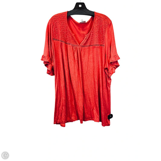 Top Short Sleeve By Avenue In Coral, Size: 3x