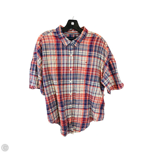 Top Short Sleeve By Tommy Hilfiger In Blue & Red & White, Size: M